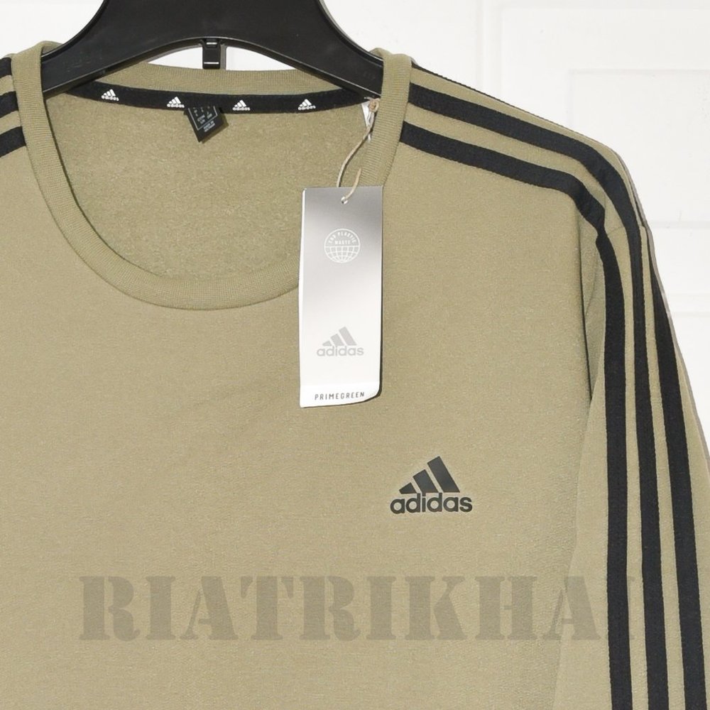 GREEN  NWT Men Crewneck Sweater Sweatshirt Adidas - Picture 5 of 9